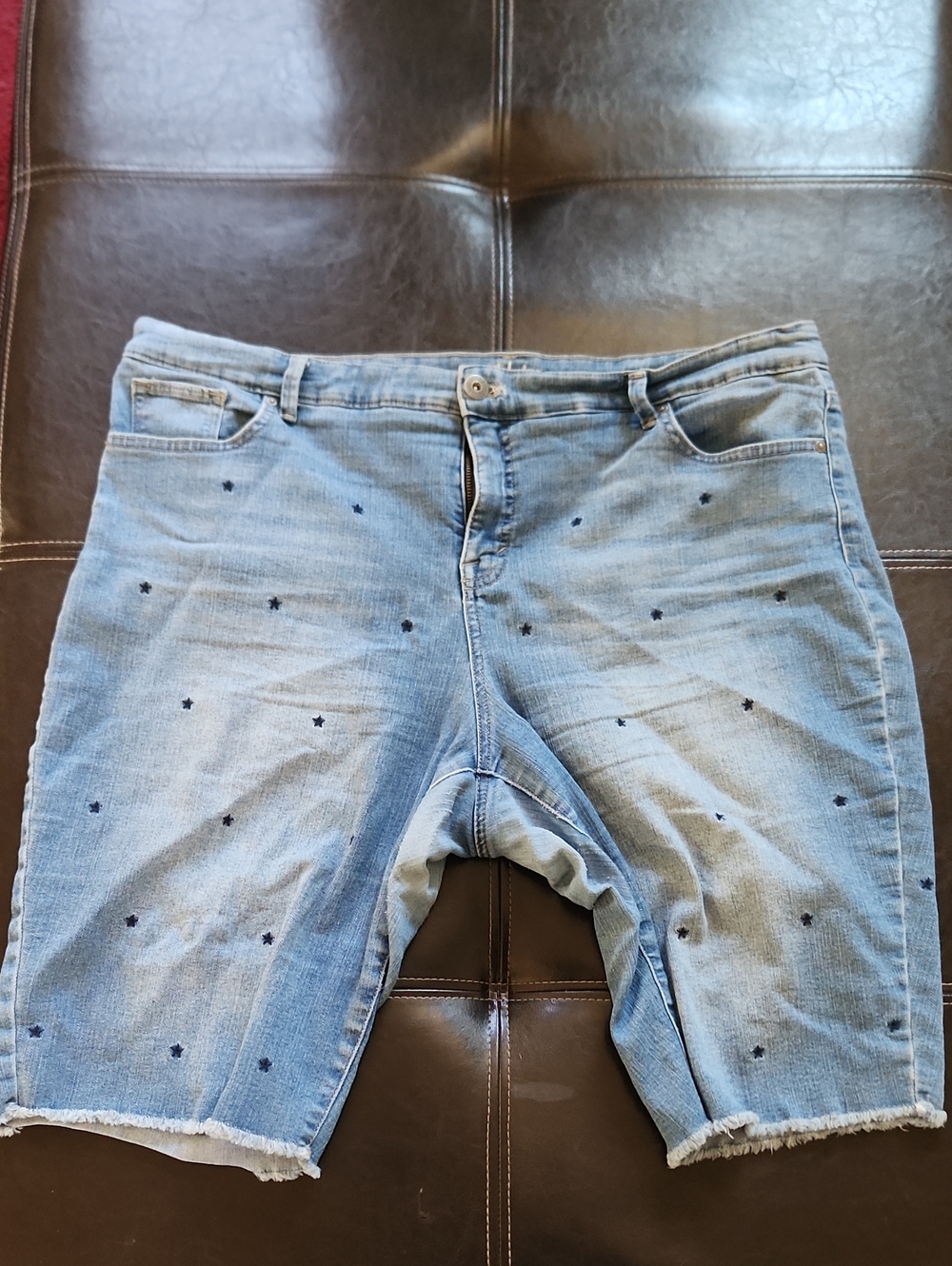 Style & Co. Light Blue Star-Embroidered Boyfriend Jean Shorts